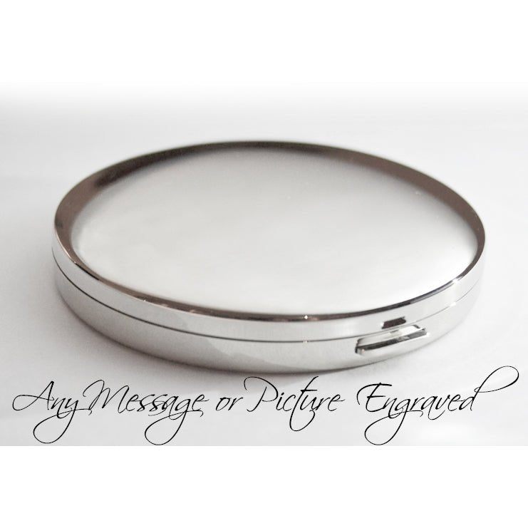 Personalised Round Compact Mirror Engraved with Photo/Text - Engraved Memories