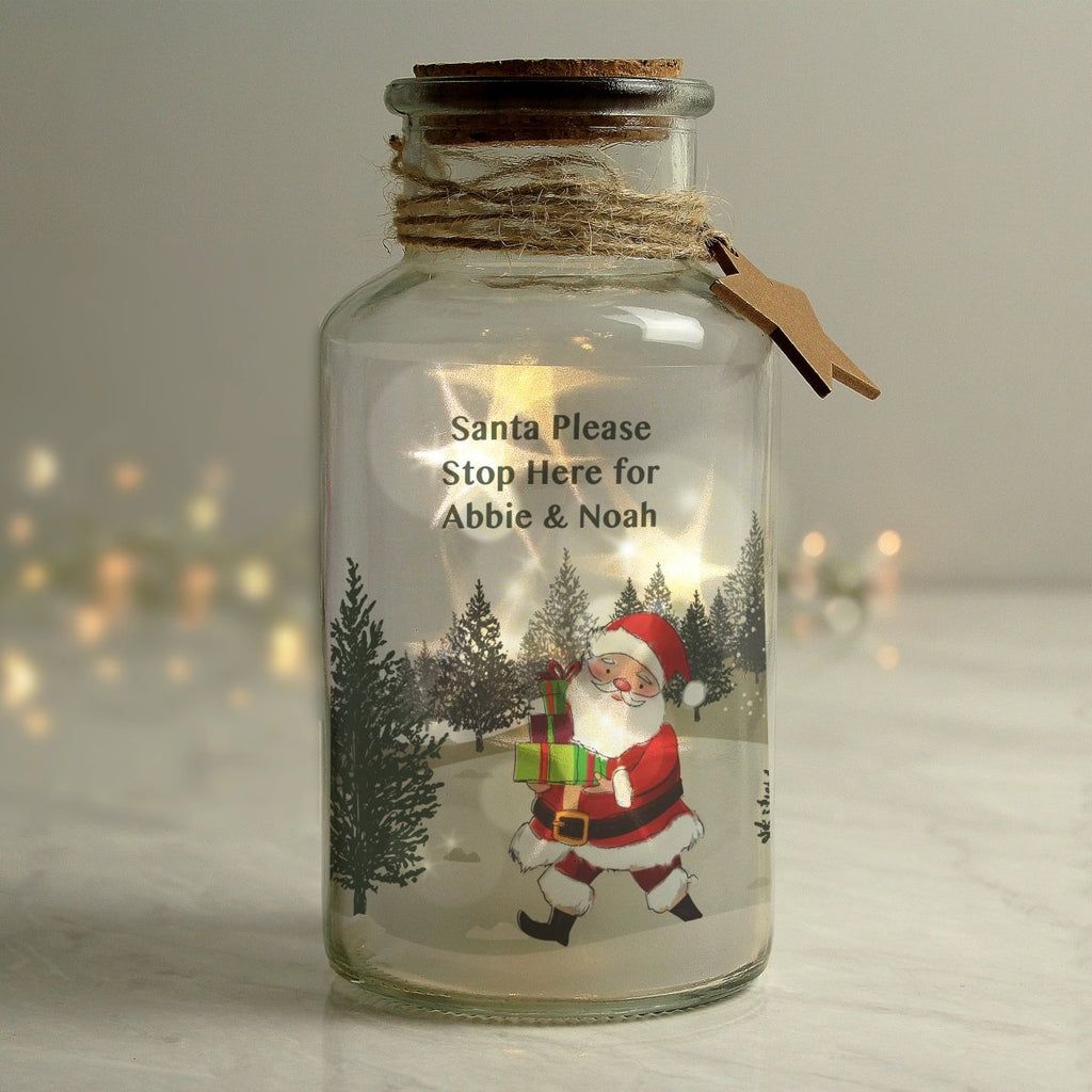 Personalised Santa LED Glass Jar - Engraved Memories