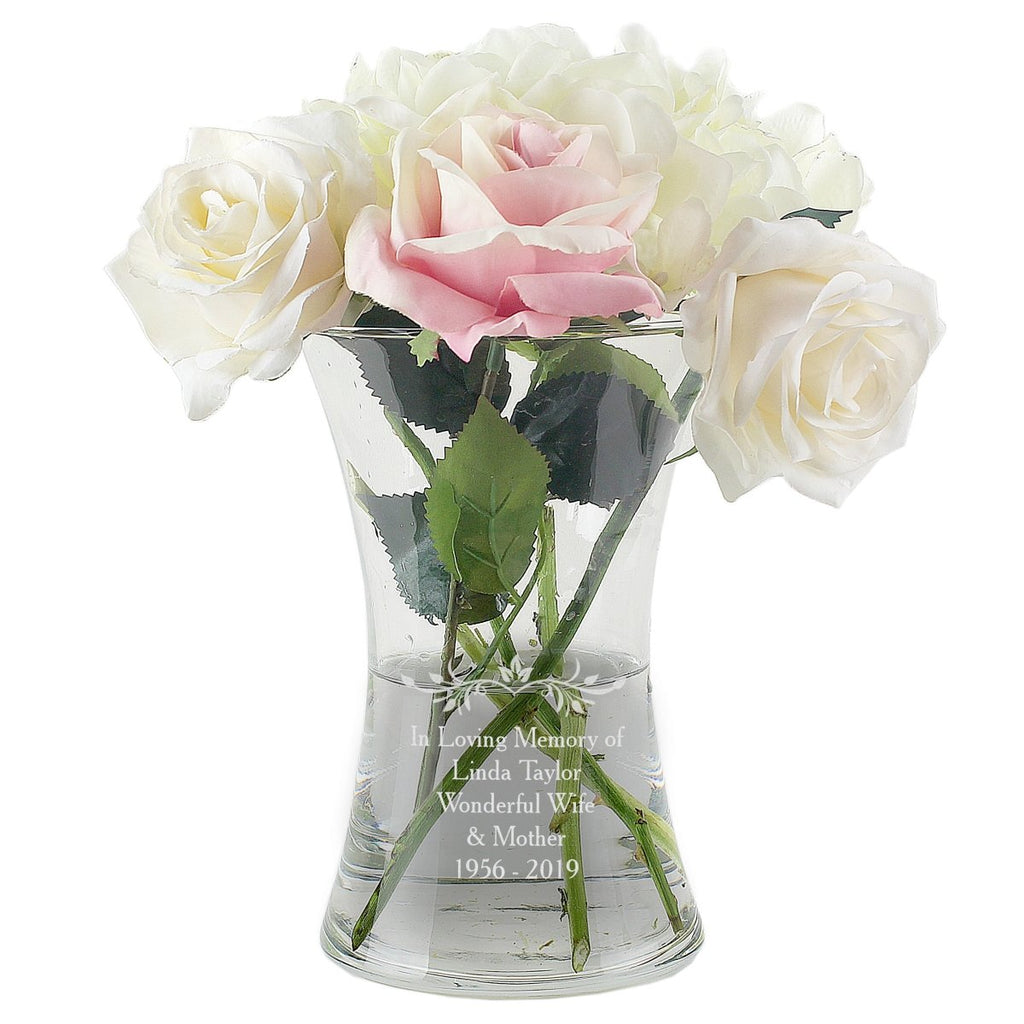 Personalised Sentiments Memorial Glass Vase - Engraved Memories