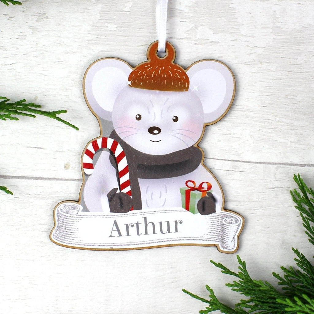 Personalised Set of Four Colourful Christmas Characters Wooden Hanging Decorations - Engraved Memories