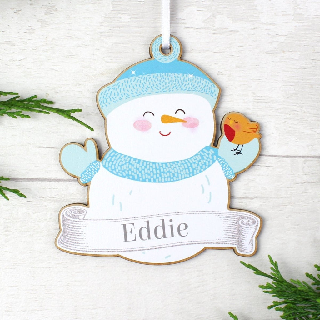 Personalised Set of Four Colourful Christmas Characters Wooden Hanging Decorations - Engraved Memories