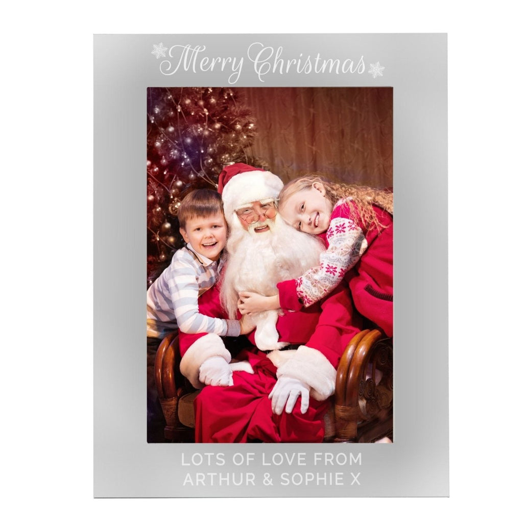 Personalised Silver 5x7 Merry Christmas Photo Frame - Engraved Memories
