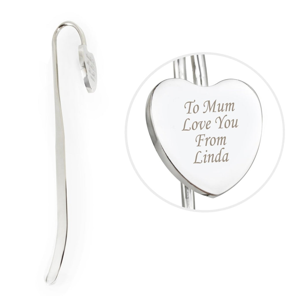 Personalised Silver Heart Bookmark - Engraved Memories