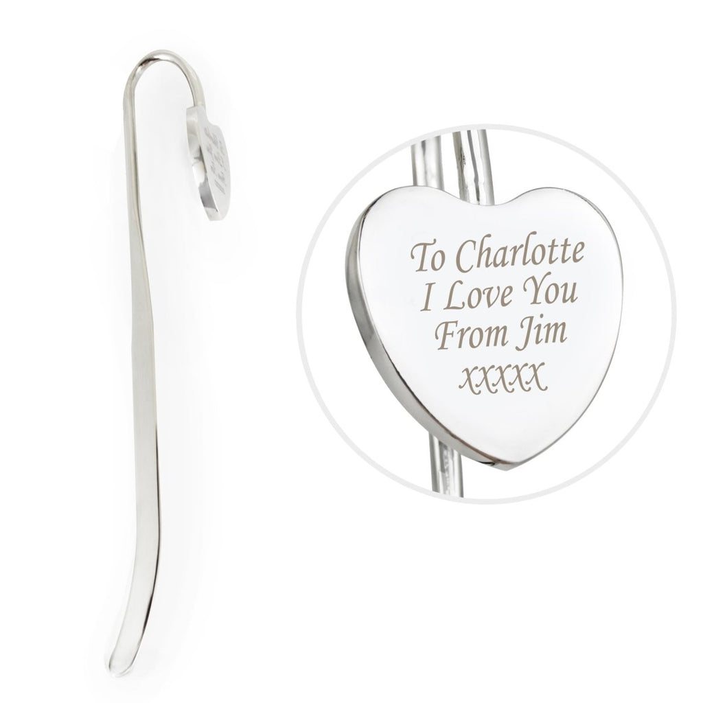 Personalised Silver Heart Bookmark - Engraved Memories