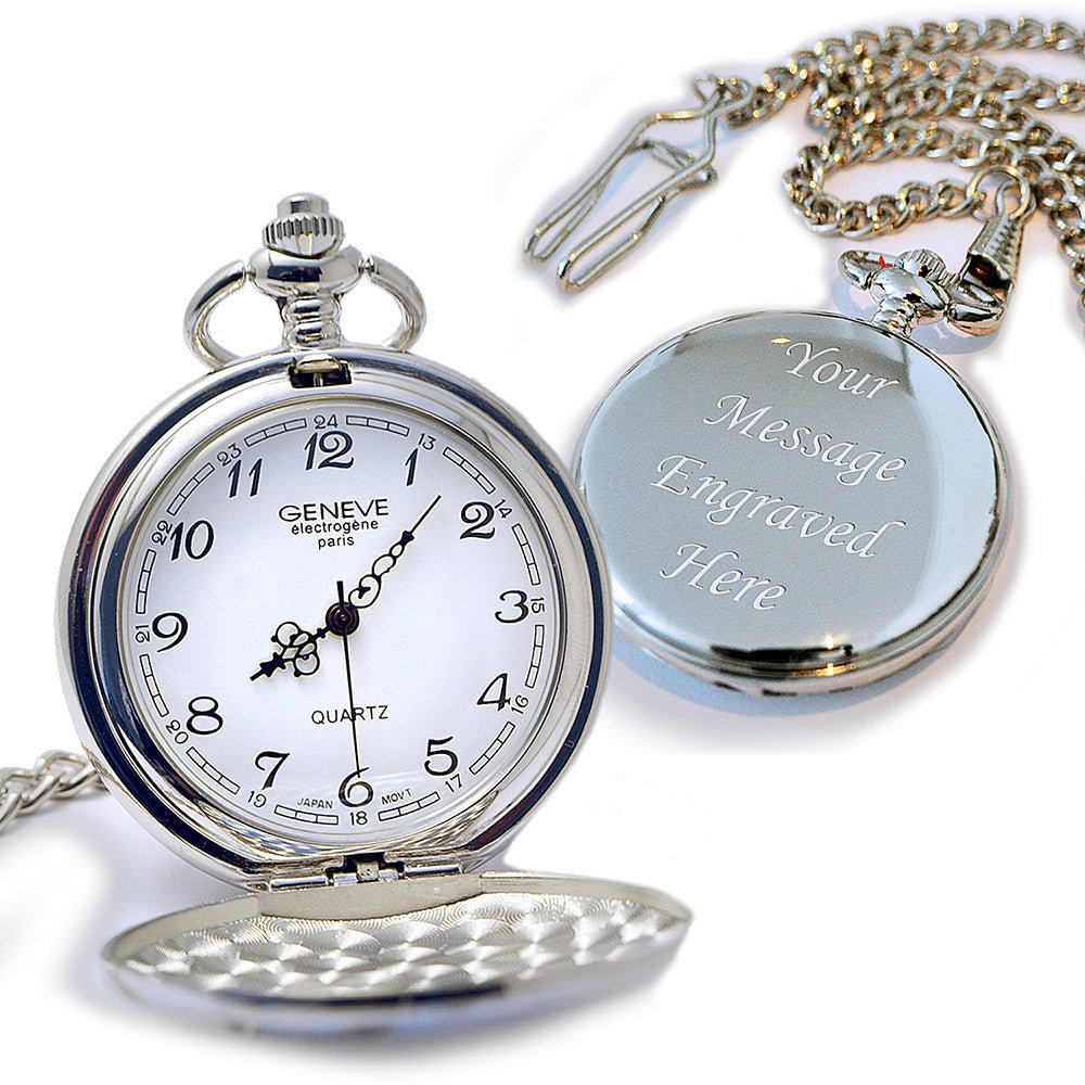 Personalised Silver Pocket Watch - Engraved Memories