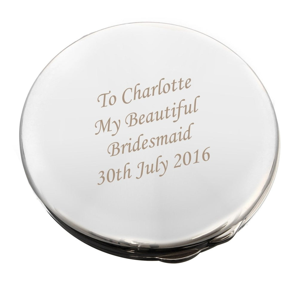 Personalised Silver Round Compact Mirror - Engraved Memories