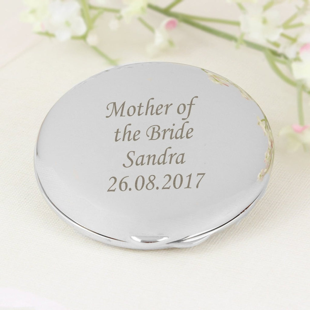 Personalised Silver Round Compact Mirror - Engraved Memories