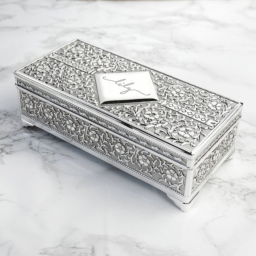 Personalised Silver Trinket Box - Engraved Memories