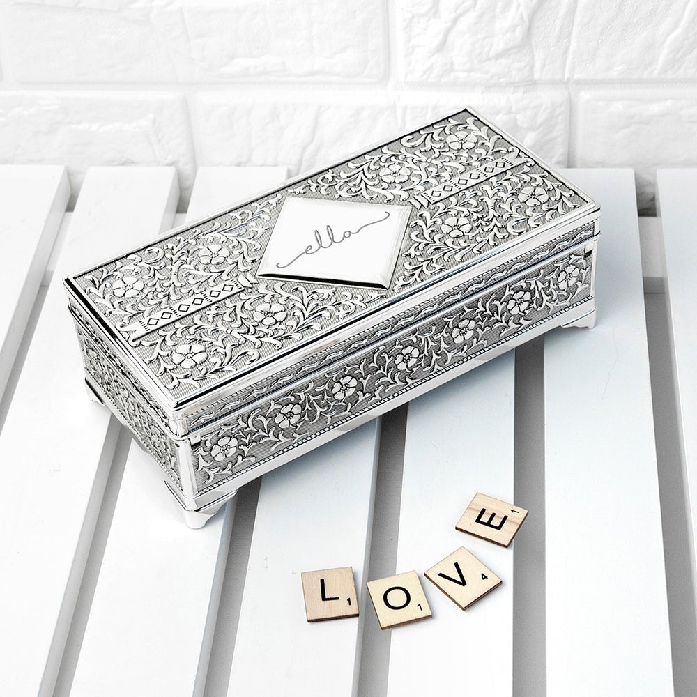 Personalised Silver Trinket Box - Engraved Memories