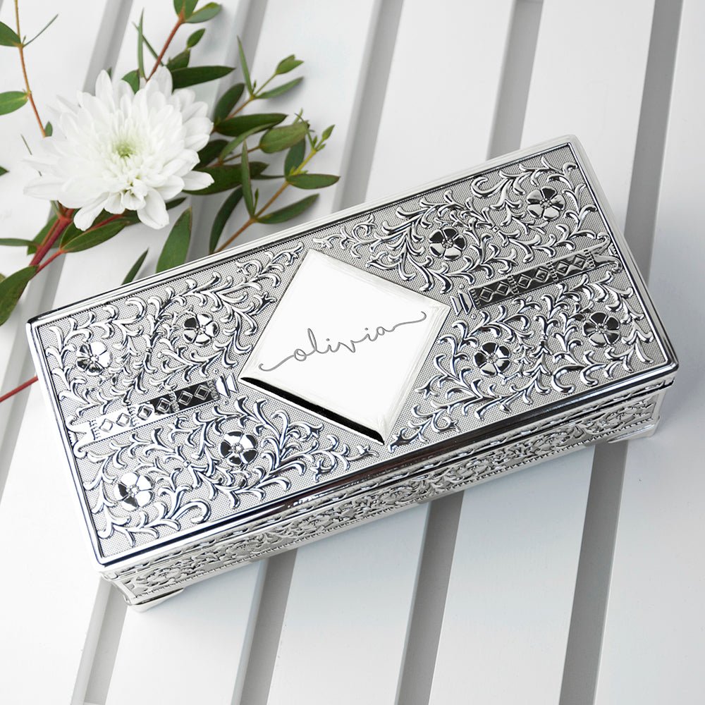 Personalised Silver Trinket Box - Engraved Memories