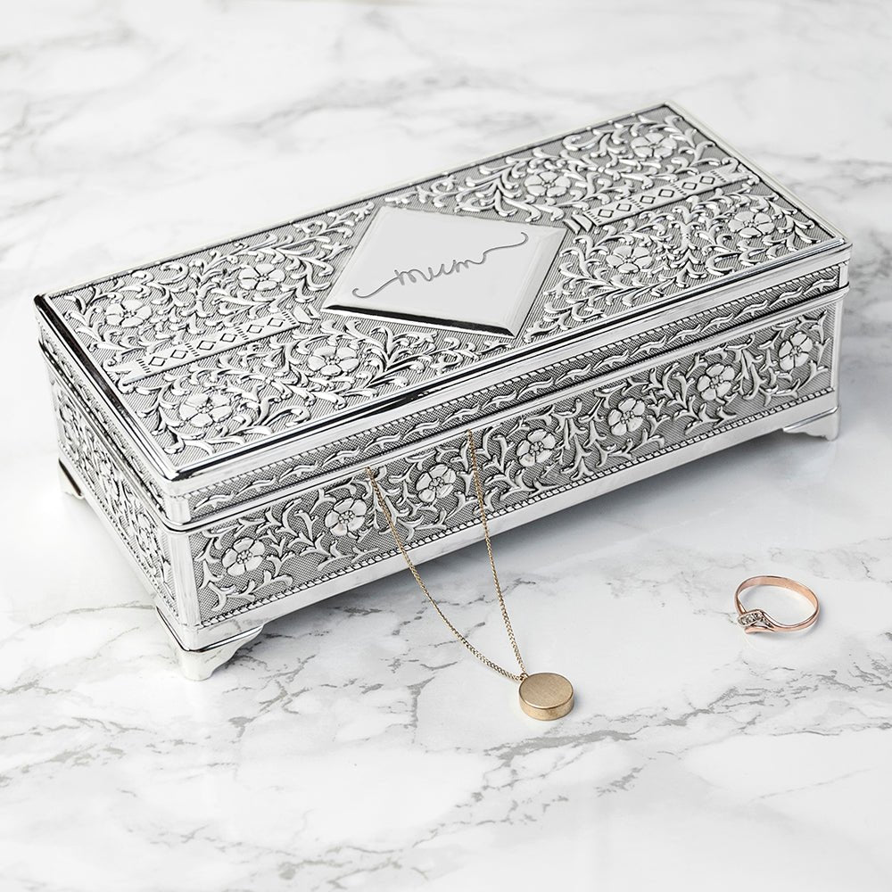Personalised Silver Trinket Box - Engraved Memories