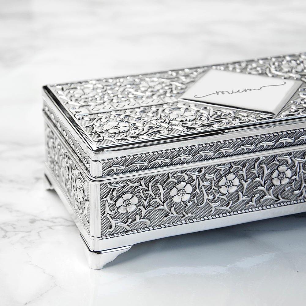 Personalised Silver Trinket Box - Engraved Memories