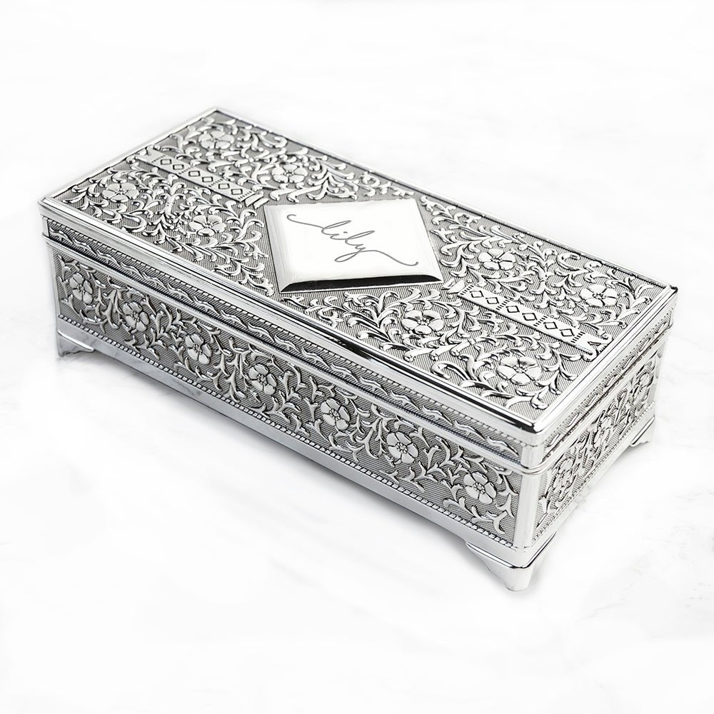 Personalised Silver Trinket Box - Engraved Memories