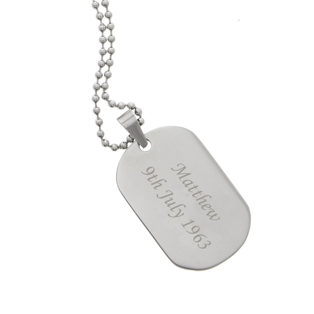 Personalised Stainless Steel Dog Tag Necklace - Engraved Memories