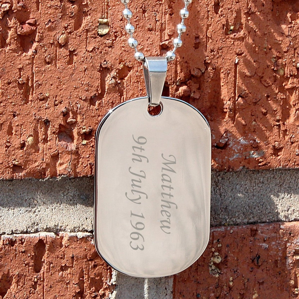 Personalised Stainless Steel Dog Tag Necklace - Engraved Memories