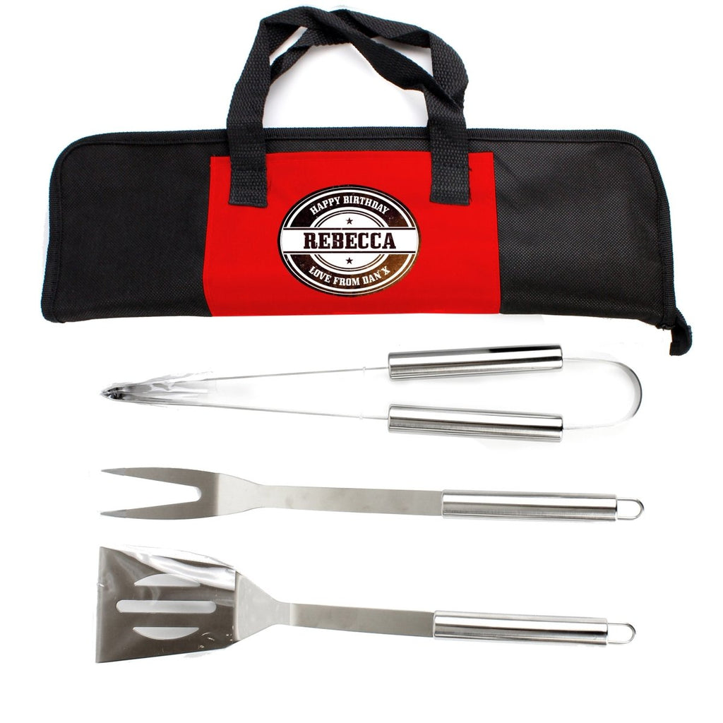 Personalised Stamp Stainless Steel BBQ Kit, Father's day Gift for Men - Engraved Memories