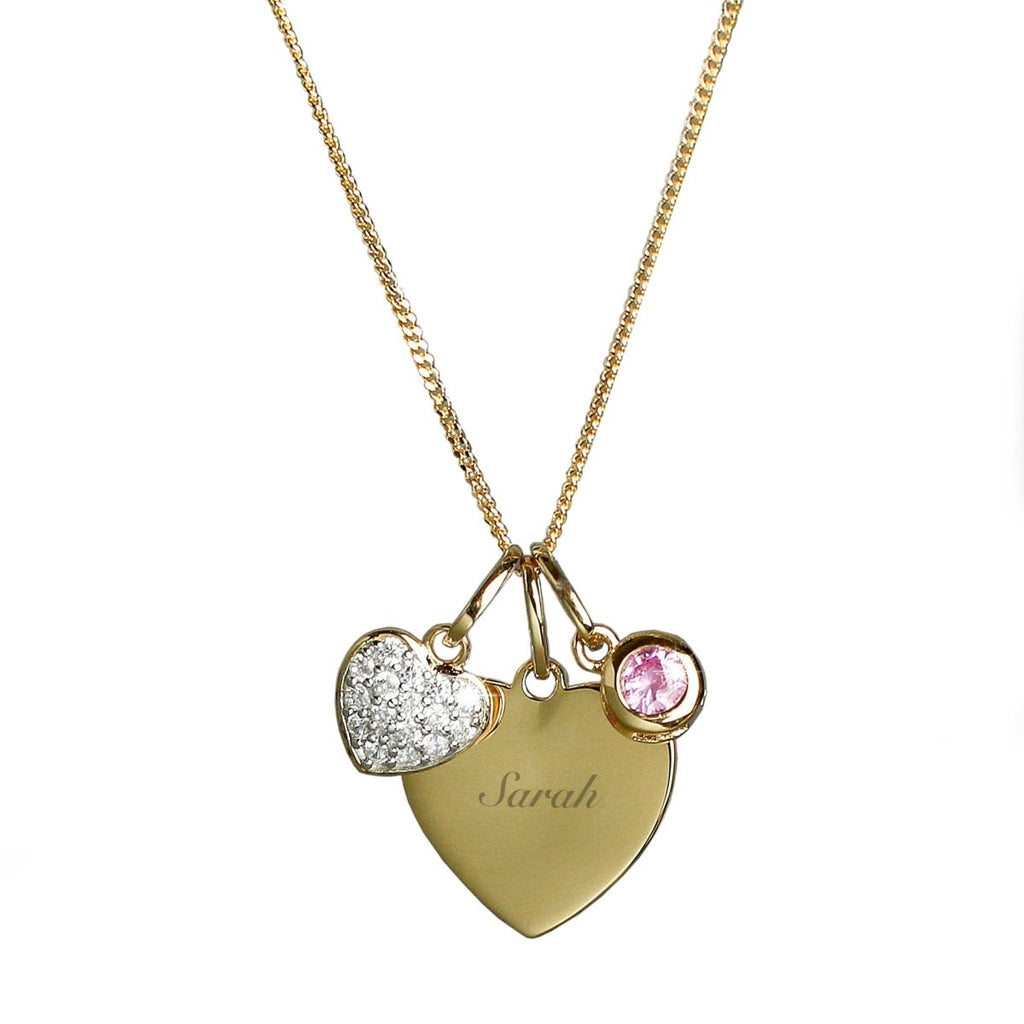 Personalised Sterling Silver & 9ct Gold Heart Necklace - Engraved Memories