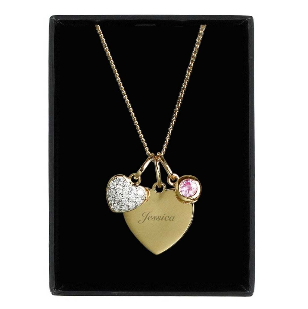 Personalised Sterling Silver & 9ct Gold Heart Necklace - Engraved Memories