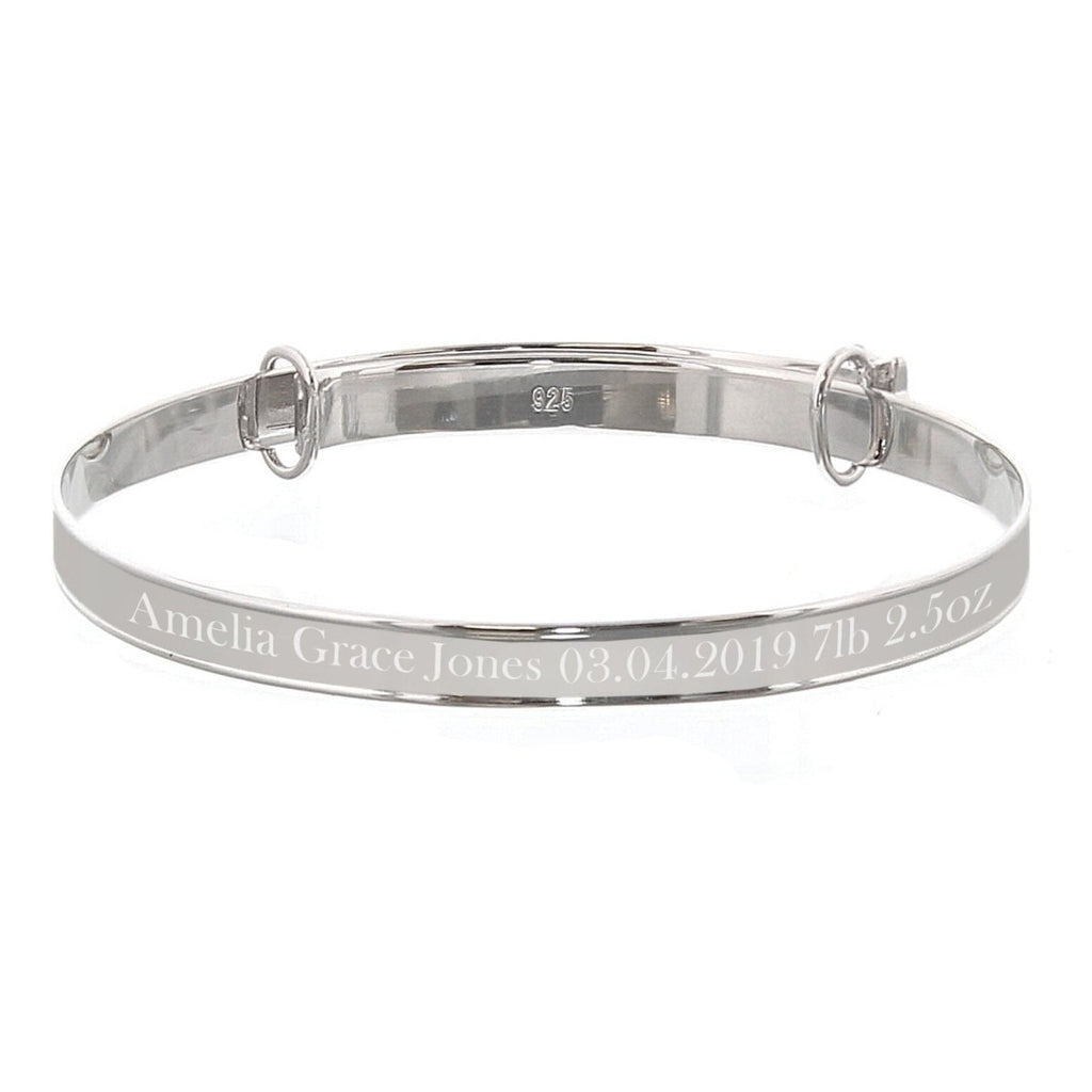 Personalised Sterling Silver Childs Expanding Diamante Star Bracelet - Engraved Memories