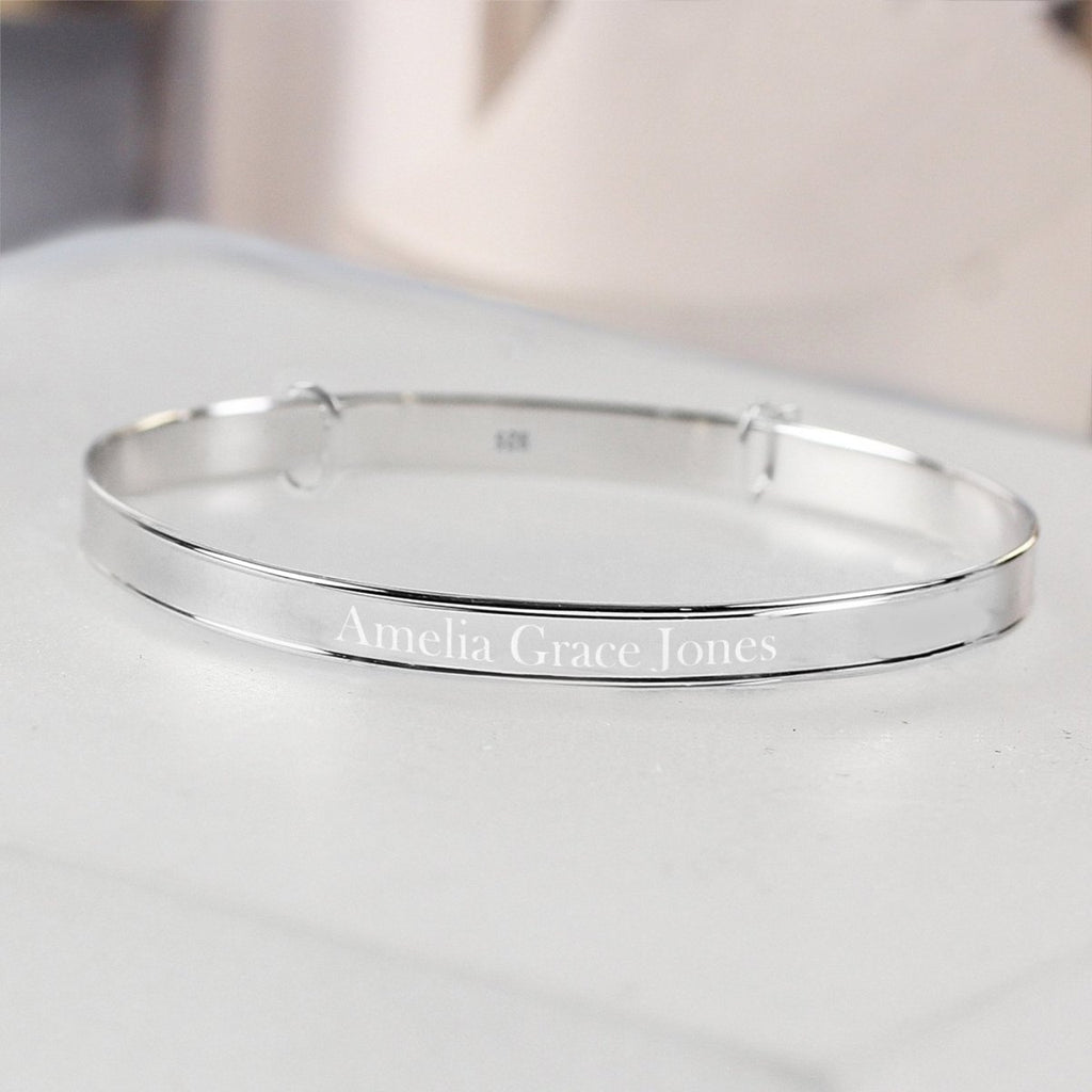 Personalised Sterling Silver Childs Expanding Diamante Star Bracelet - Engraved Memories