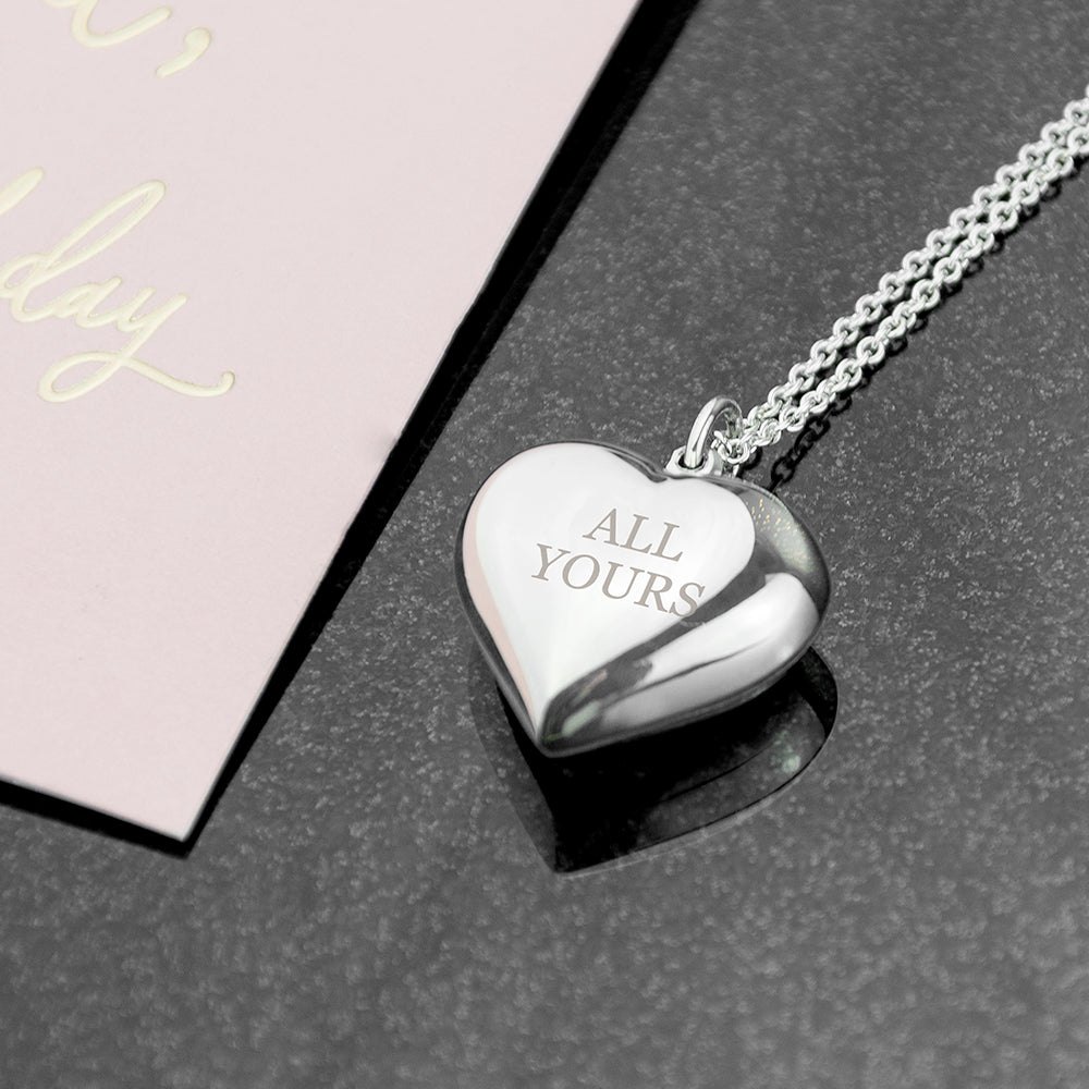 Personalised Sterling Silver Heart Necklace - Engraved Memories