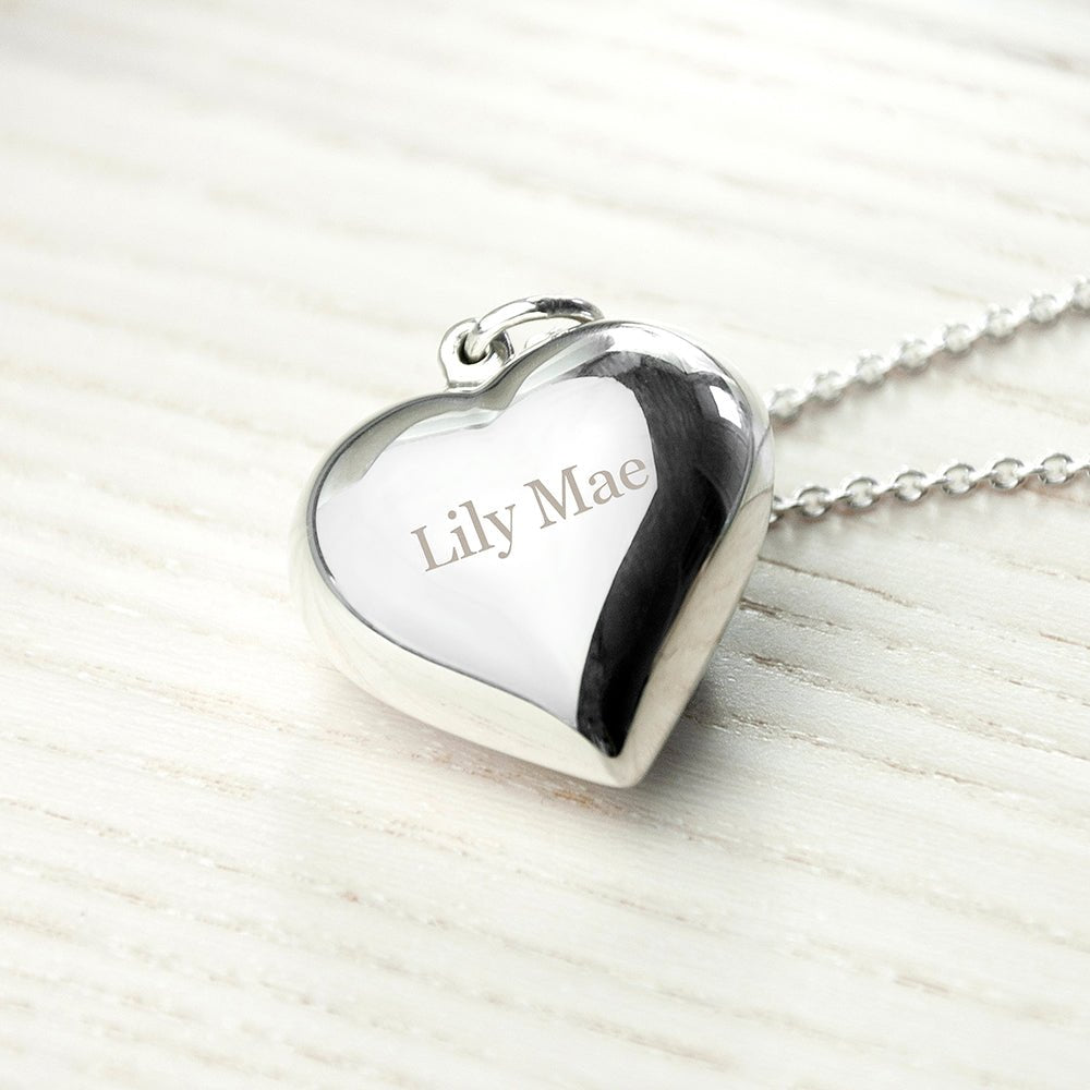 Personalised Sterling Silver Heart Necklace - Engraved Memories