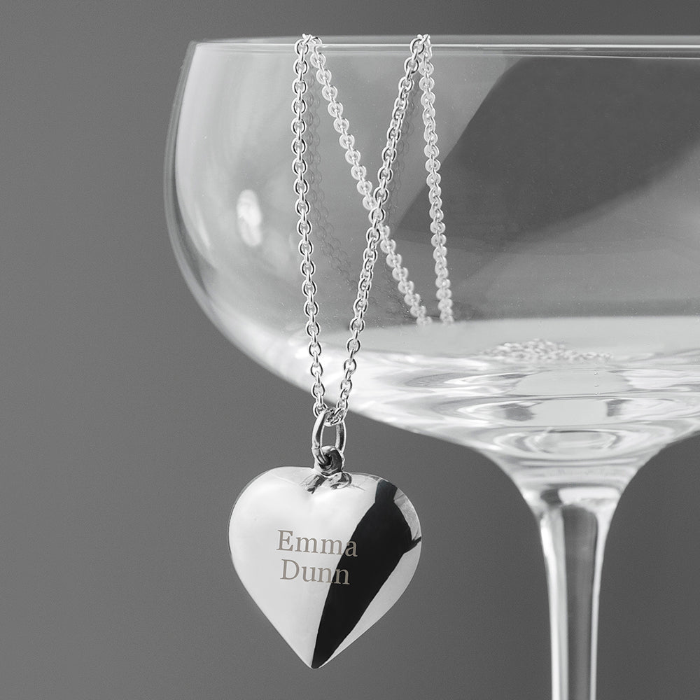 Personalised Sterling Silver Heart Necklace - Engraved Memories