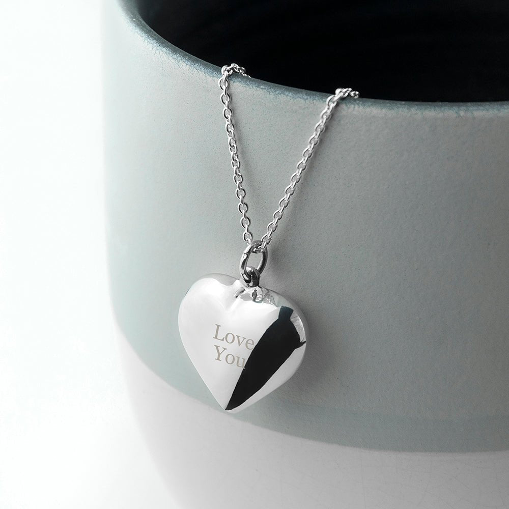 Personalised Sterling Silver Heart Necklace - Engraved Memories