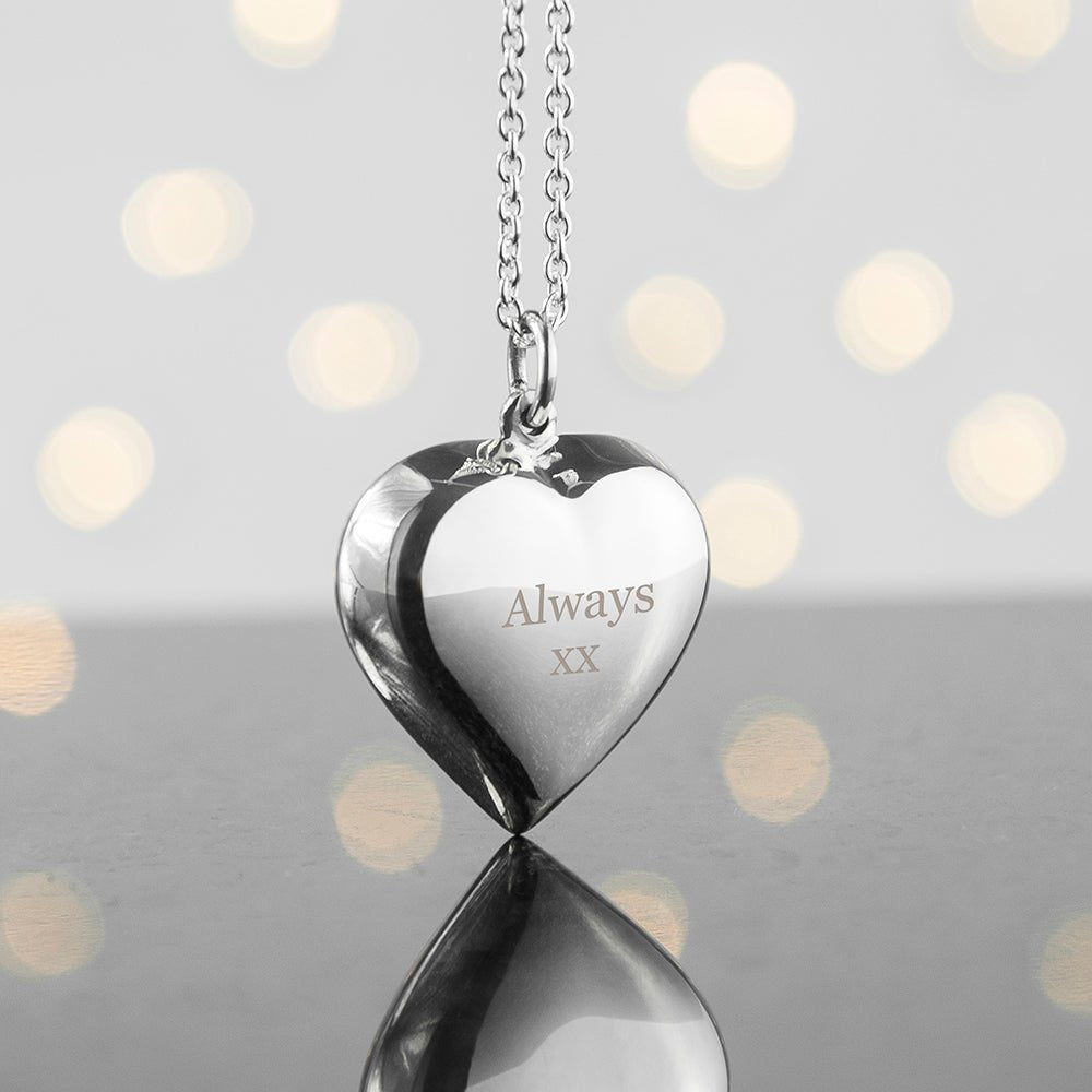 Personalised Sterling Silver Heart Necklace - Engraved Memories