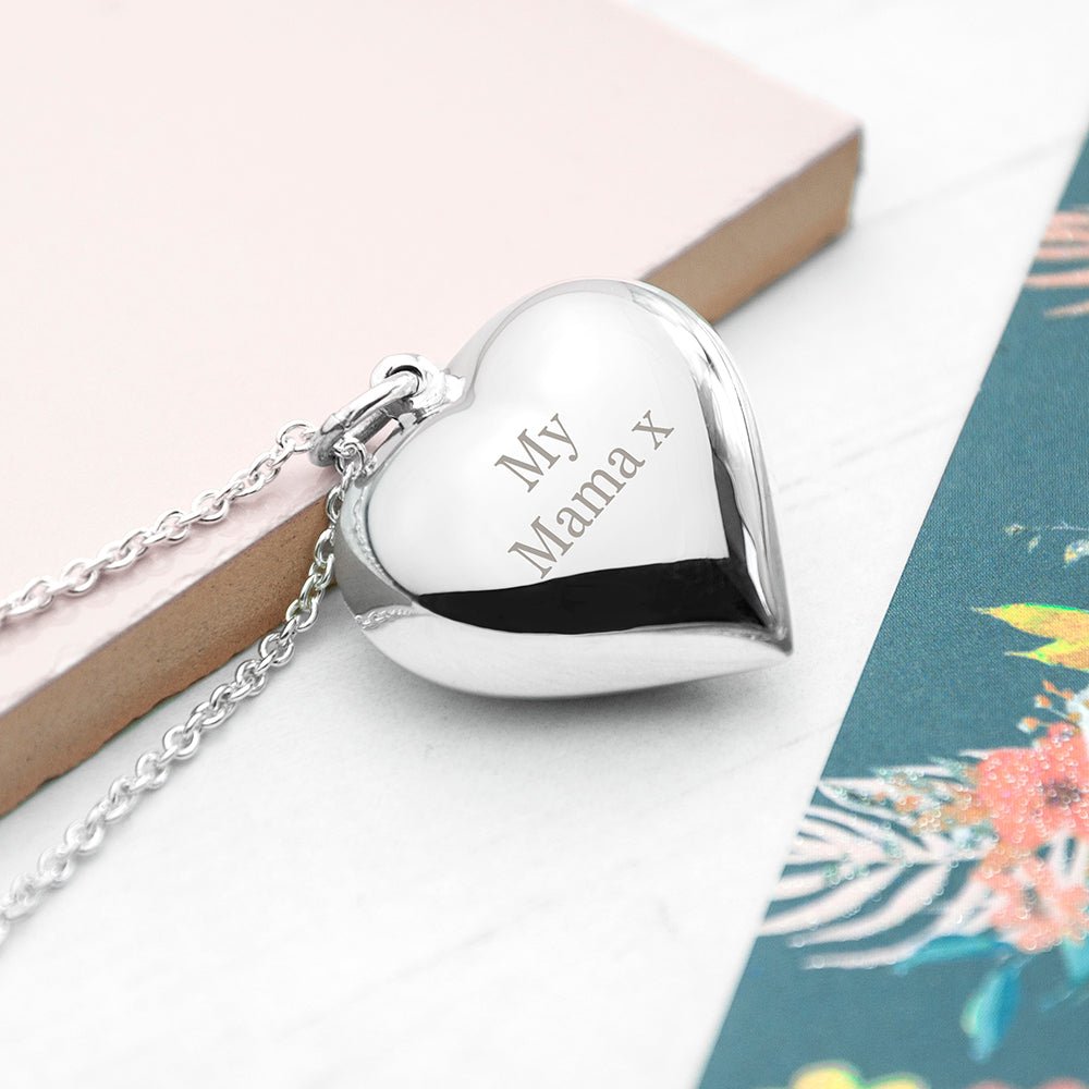 Personalised Sterling Silver Heart Necklace - Engraved Memories