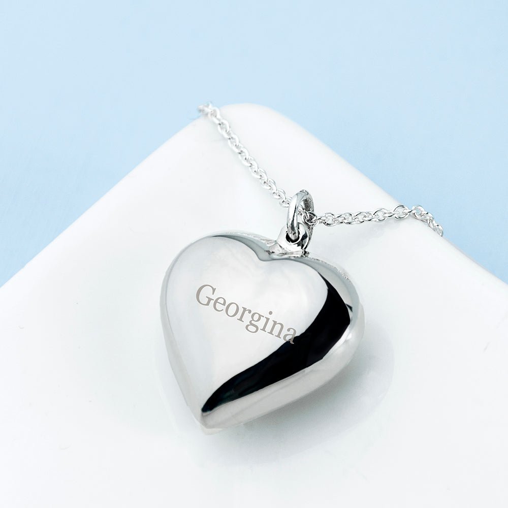 Personalised Sterling Silver Heart Necklace - Engraved Memories