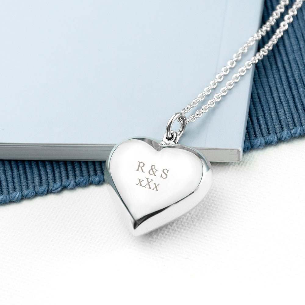 Personalised Sterling Silver Heart Necklace - Engraved Memories