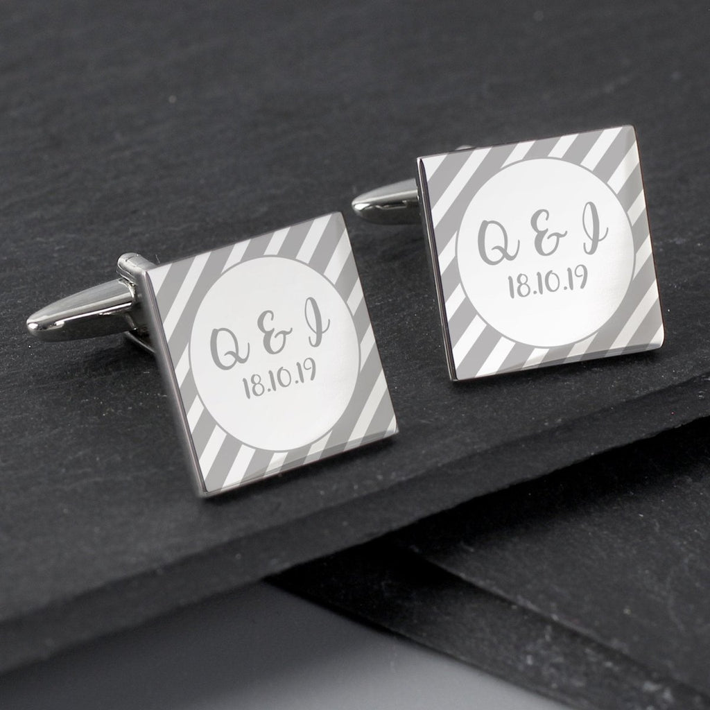 Personalised Stripes Square Cufflinks - Engraved Memories