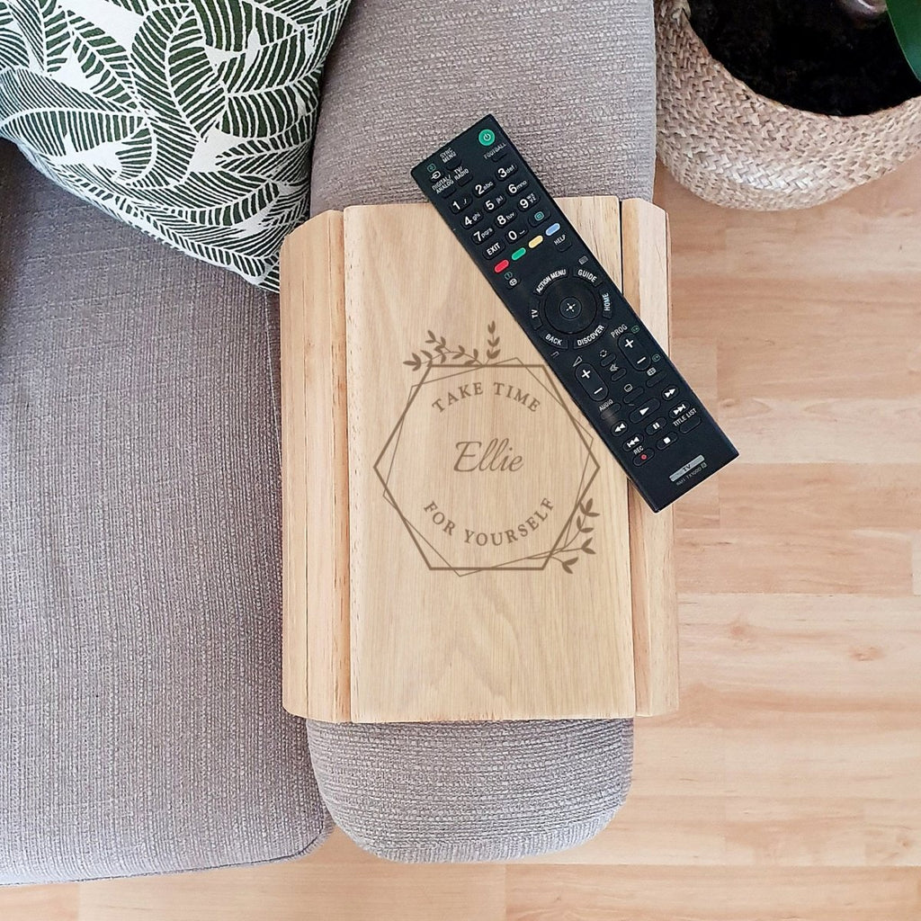 Personalised Take Time For Yourself Wooden Sofa Tray - Engraved Memories