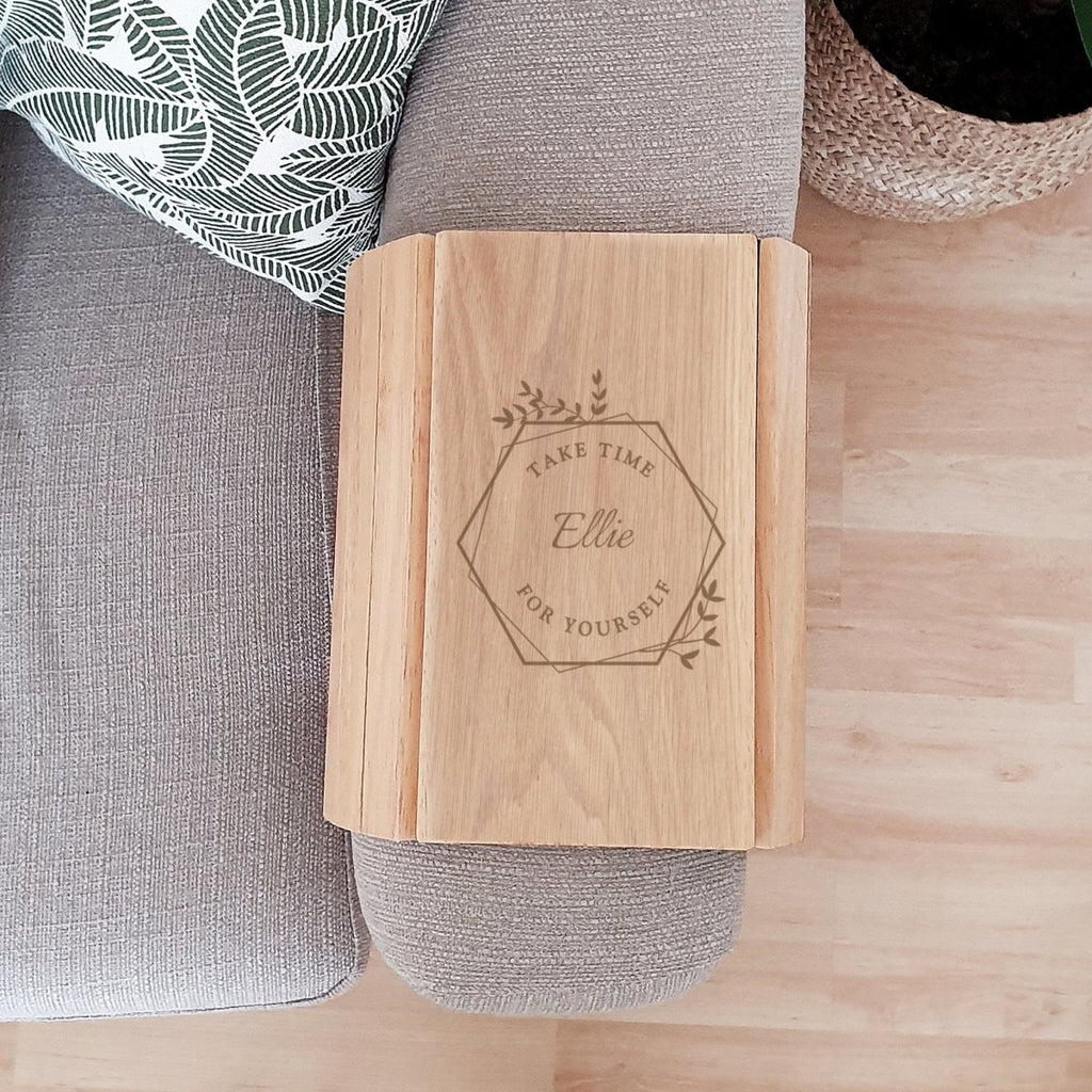 Personalised Take Time For Yourself Wooden Sofa Tray - Engraved Memories