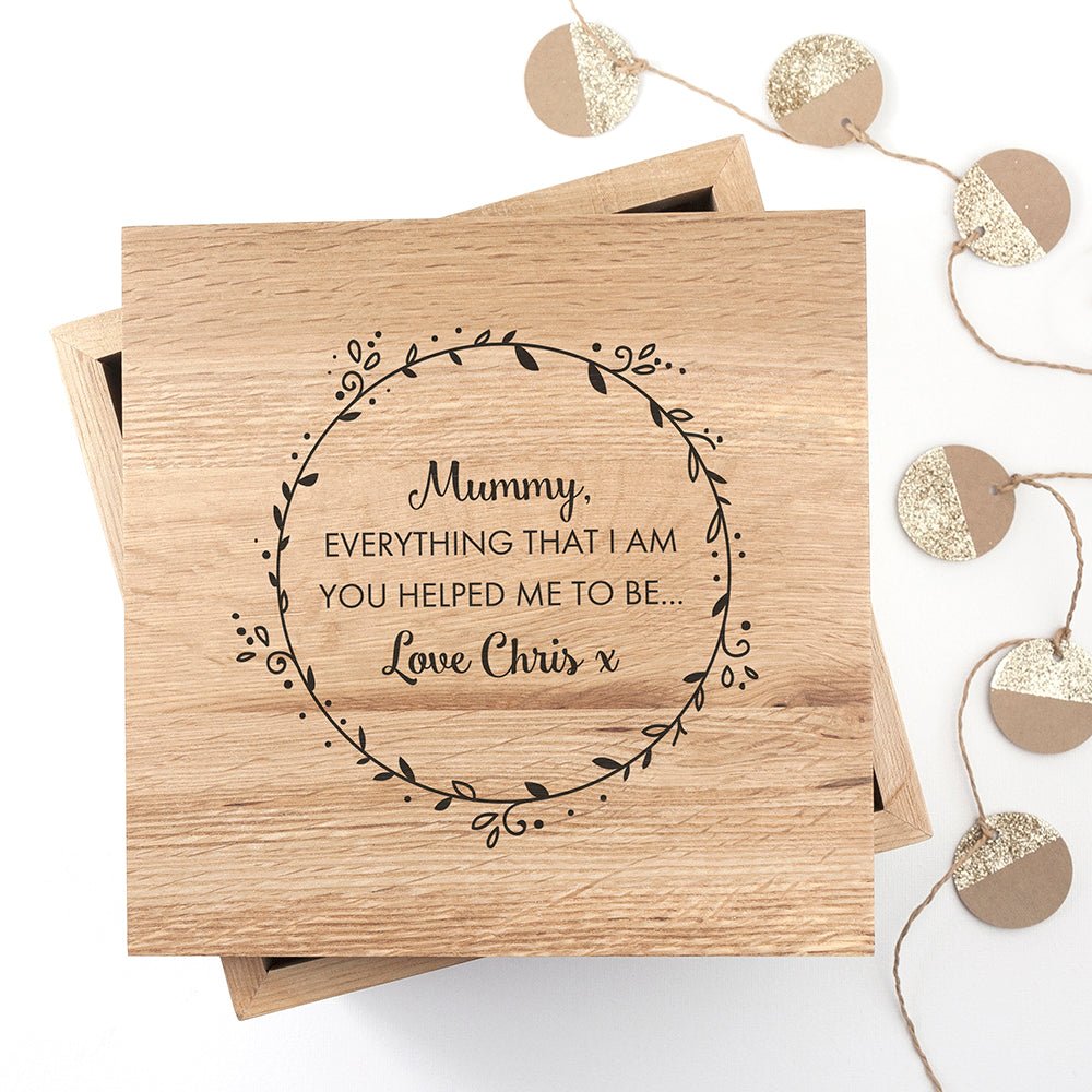 Personalised Thank You Mum Large Oak Photo Cube - Engraved Memories