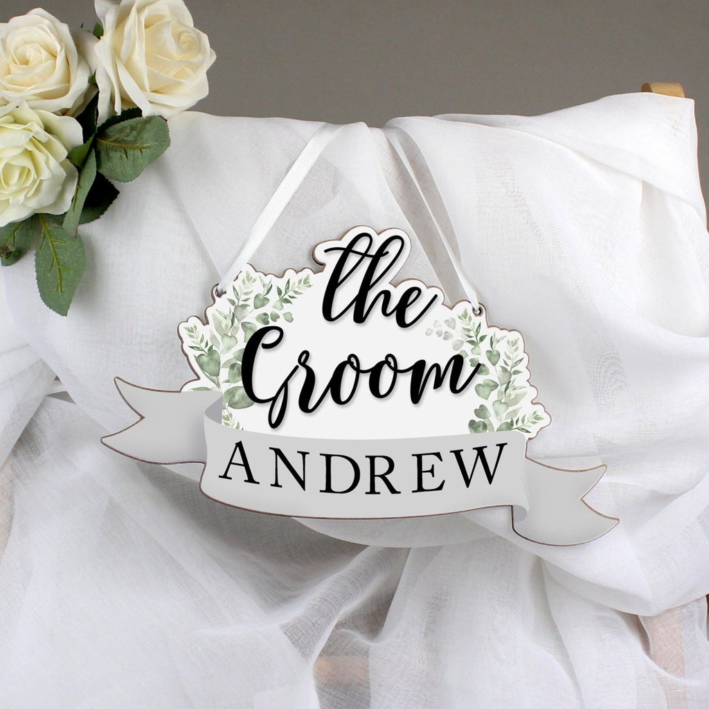 Personalised The Groom Wedding Chair Wooden Hanging Decoration - Engraved Memories