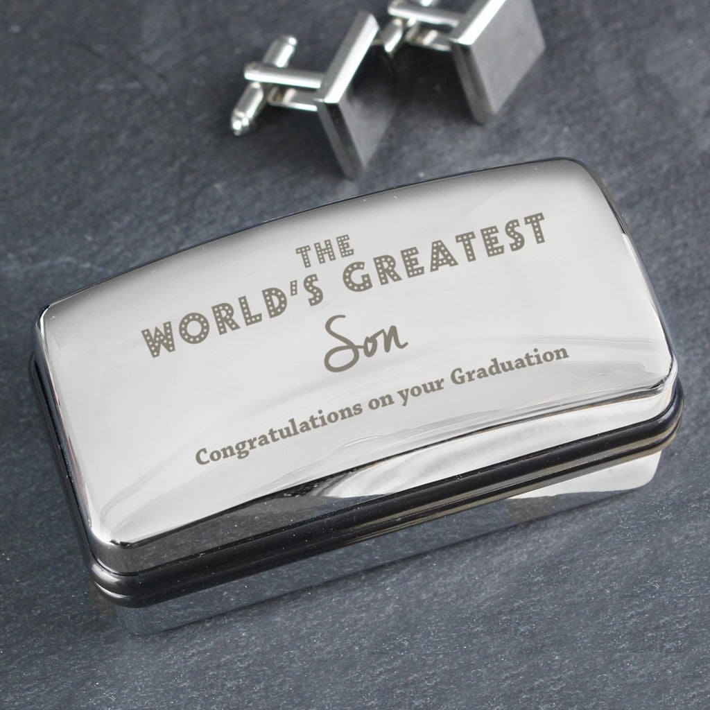 Personalised 'The World's Greatest' Cufflink Box, Father's day Gift for Men - Engraved Memories