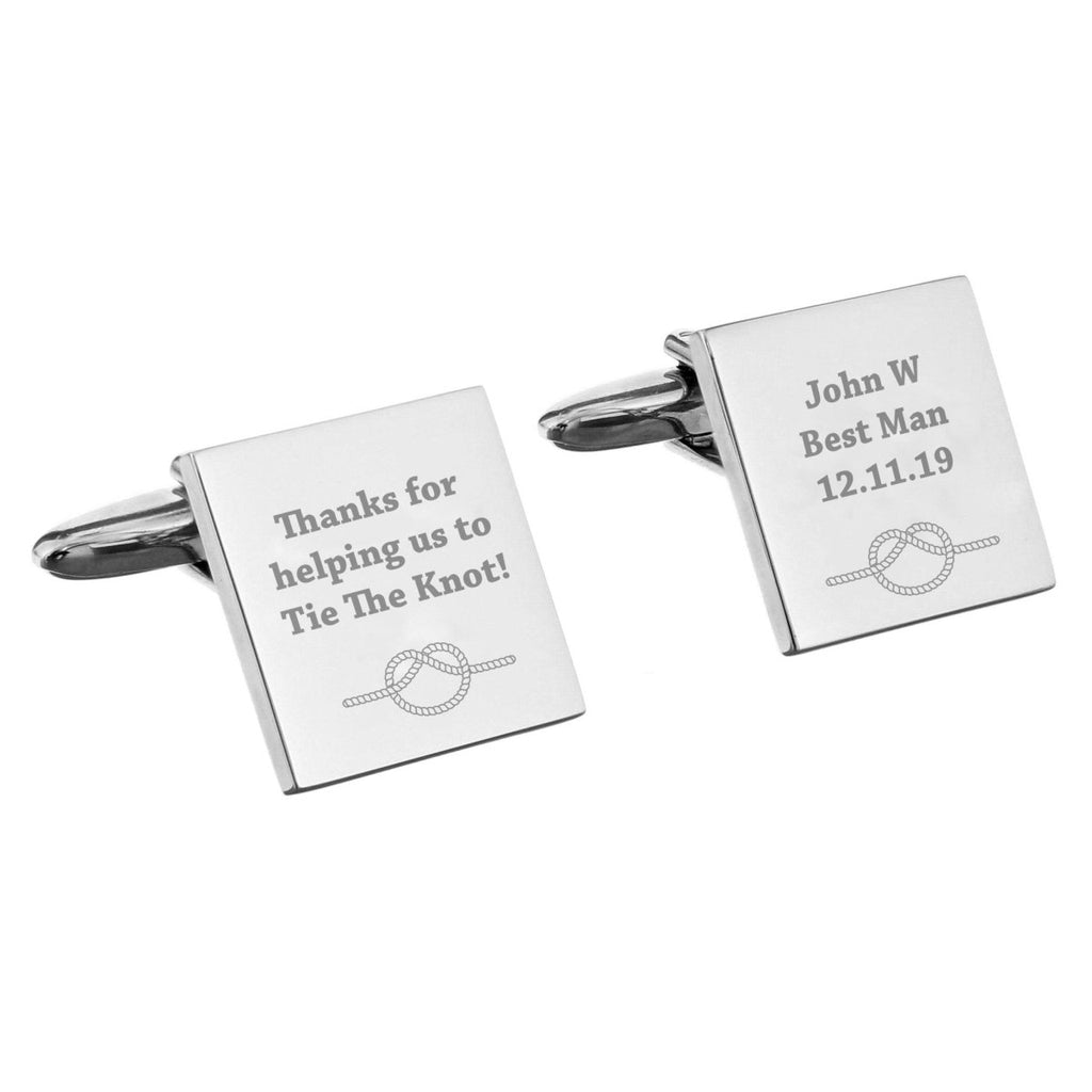 Personalised Tie the Knot Square Cufflinks - Engraved Memories
