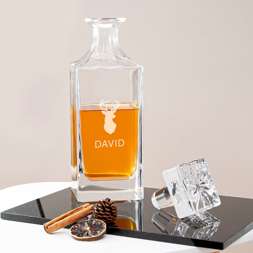 Personalised Timeless Stag Square Decanter - Engraved Memories