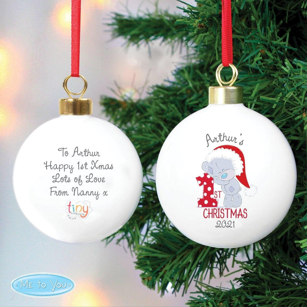 Personalised Tiny Tatty Teddy 'My 1st Christmas' Bauble - Engraved Memories