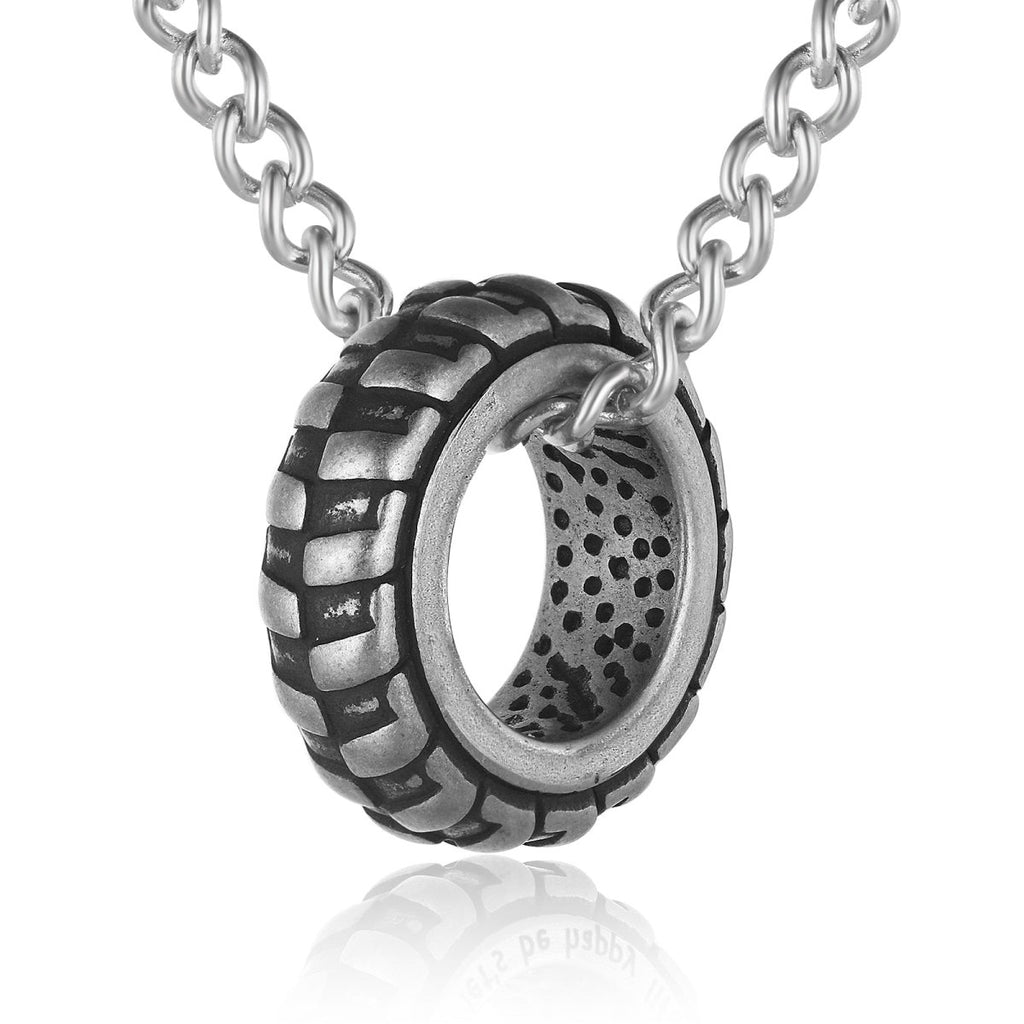 Personalised Tire Necklace, Engraved Wheel Tire Pendant, Car Lover's Necklace, Men's Necklace - Engraved Memories