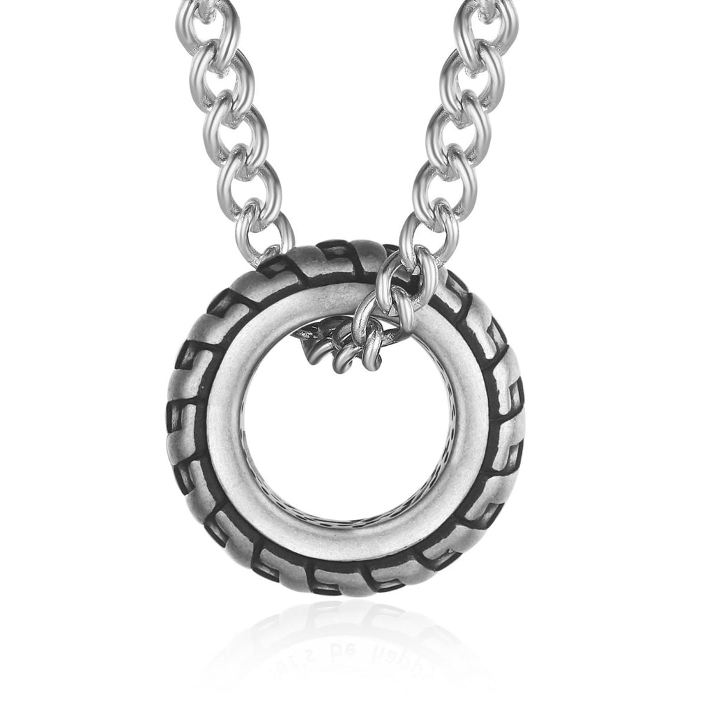 Personalised Tire Necklace, Engraved Wheel Tire Pendant, Car Lover's Necklace, Men's Necklace - Engraved Memories