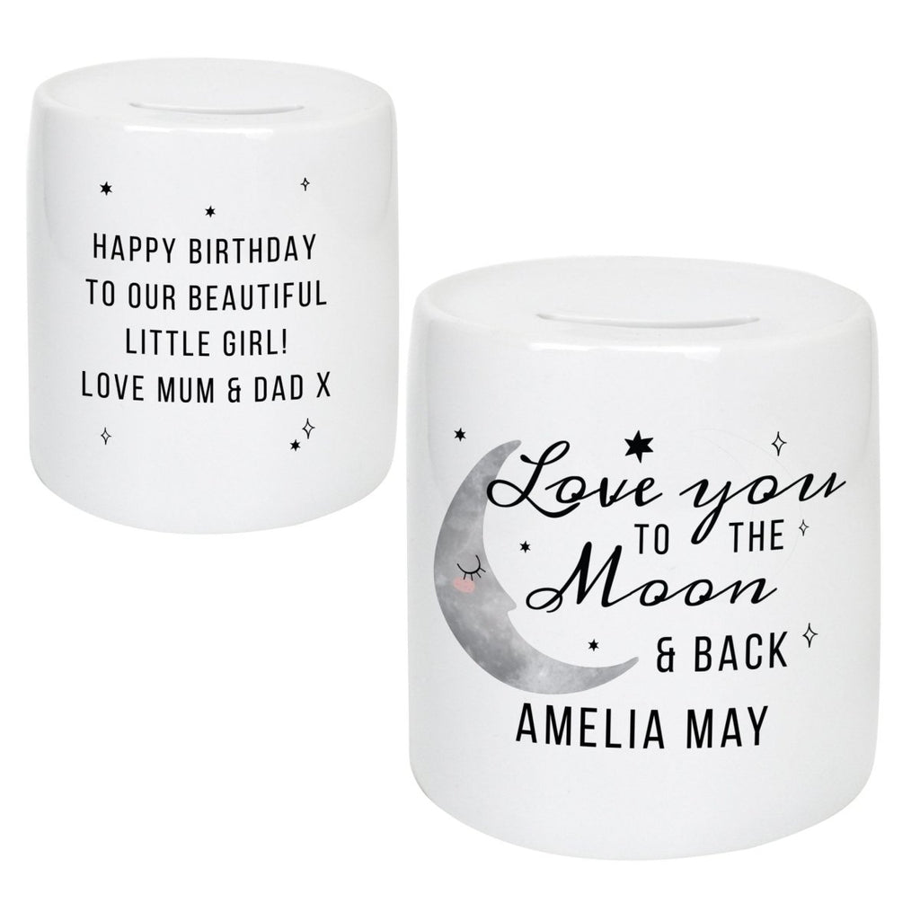 Personalised To the Moon and Back Ceramic Money Box - Engraved Memories