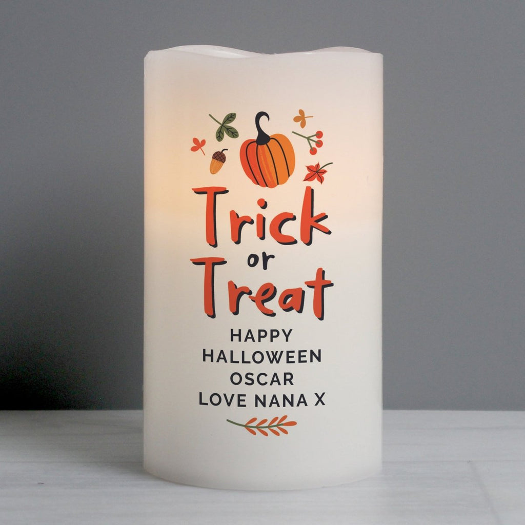 Personalised Trick or Treat LED Candle - Engraved Memories