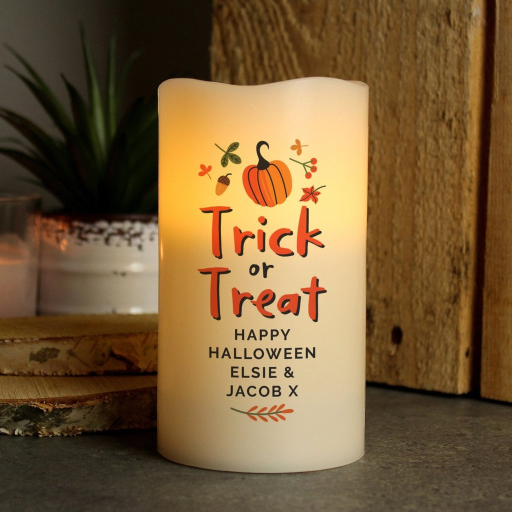Personalised Trick or Treat LED Candle - Engraved Memories