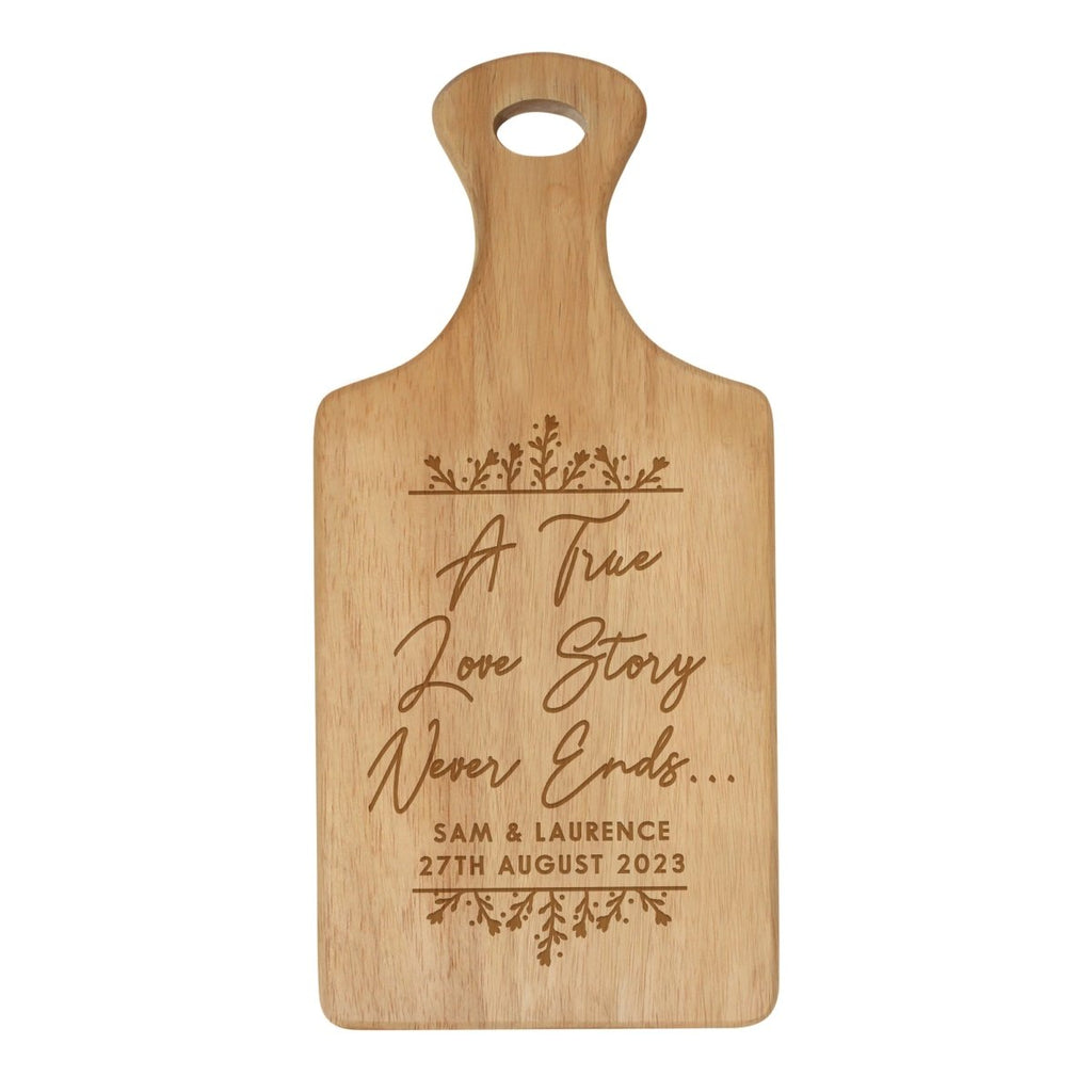 Personalised True Love Story Wooden Paddle Board - Engraved Memories