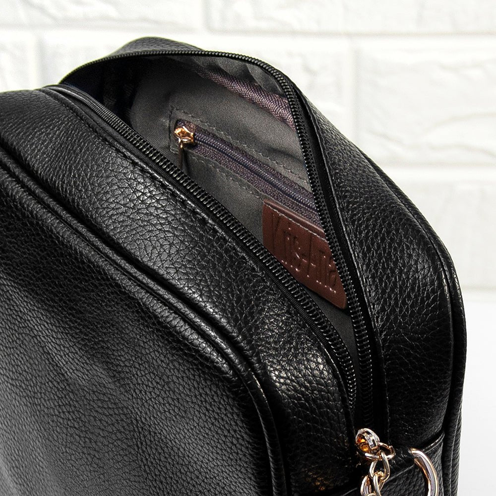 Personalised Vegan Leather Crossbody Bag in Black - Engraved Memories