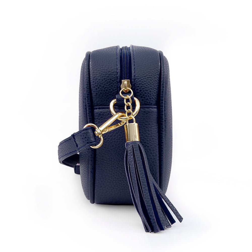 Personalised Vegan Leather Crossbody Bag in Navy - Engraved Memories