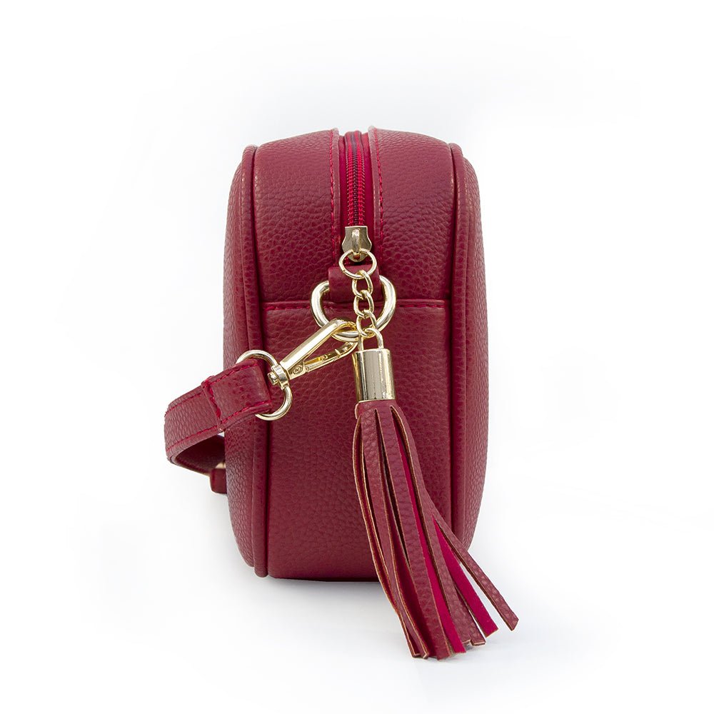 Personalised Vegan Leather Crossbody Bag in Red - Engraved Memories